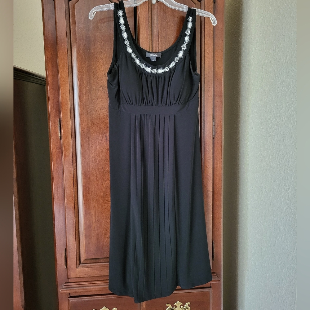 Dressbarn Black Dress with Embellished Neckline